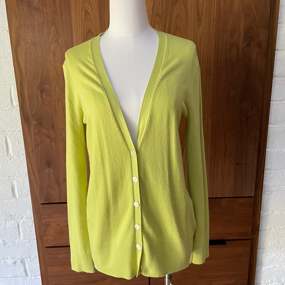 NWT - Yansi Fugel - Lime Green Cardigan - Cotton - Sz Small